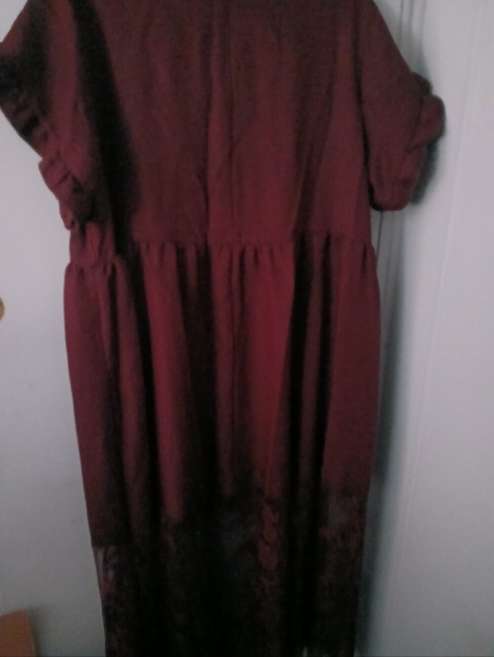 Womens Maroon Tiered Dress Plus Size - Picture 3 of 6